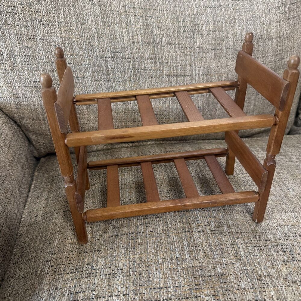 Strombecker dollhouse furniture bed lot 2 wooden vintage 1950s era Bunk bed - Picture 5 of 7